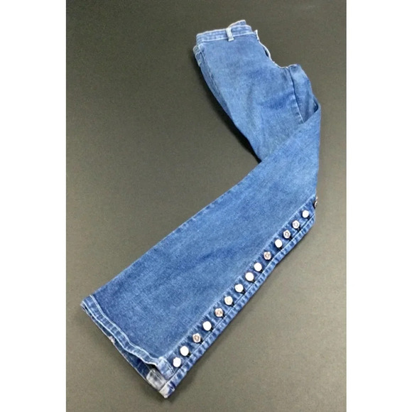 Vintage Women's Contem 1@ Jeans, Size 27, Blue with silver buttons on each side - Picture 11 of 12